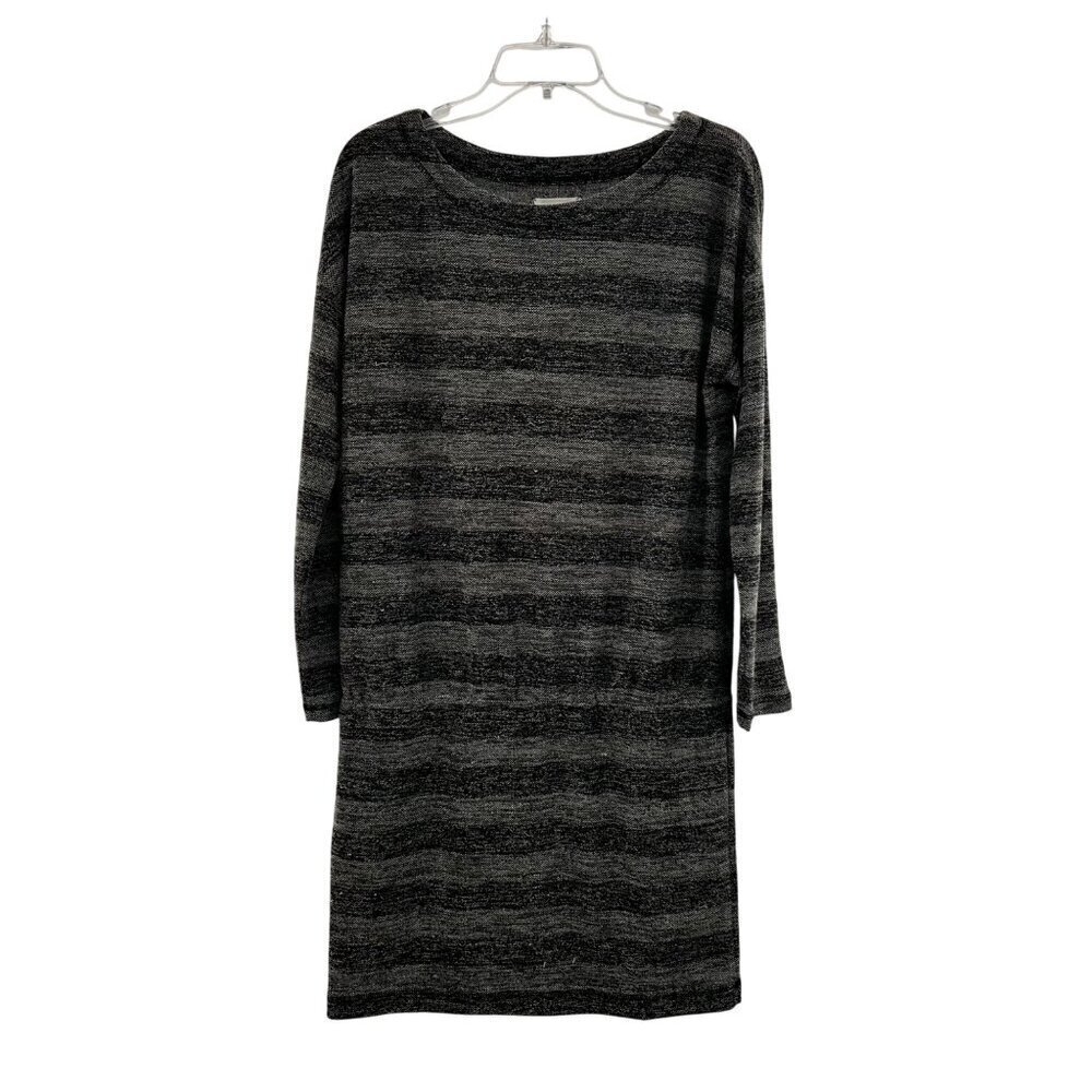 Lou & Grey Women's Drop Waist Sweater Dress Long Sleeve Striped Gray Medium